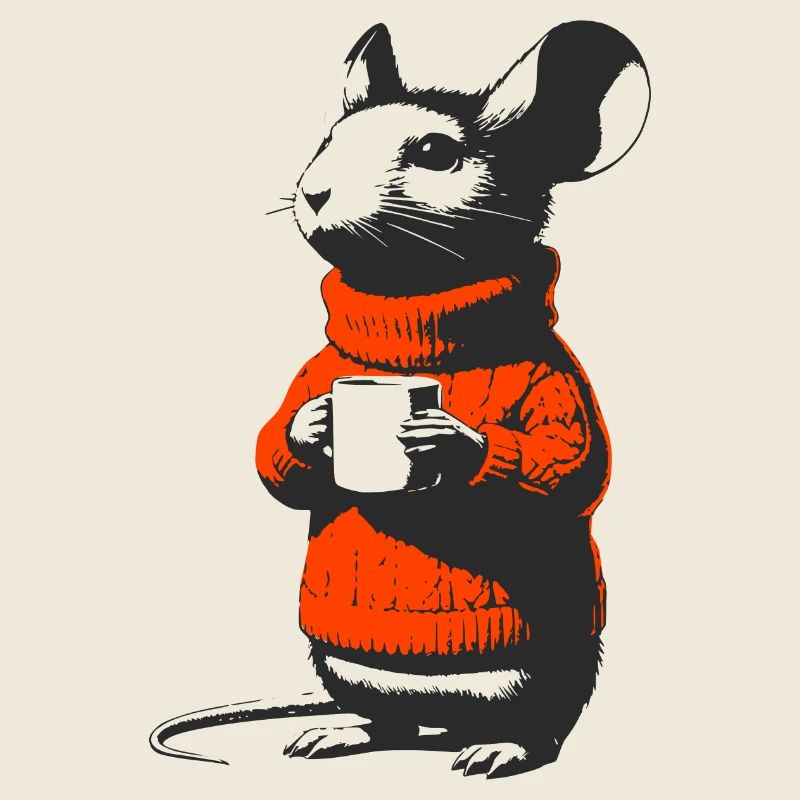 Souris en pull à col roulé