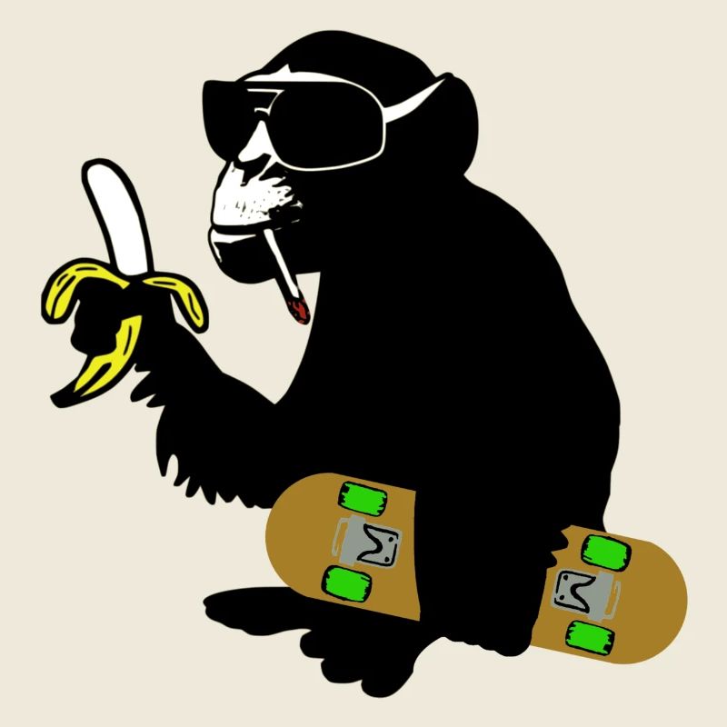 singe de planche à roulettes