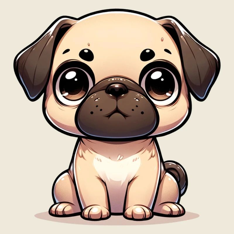 Digital illustration of cute Pug