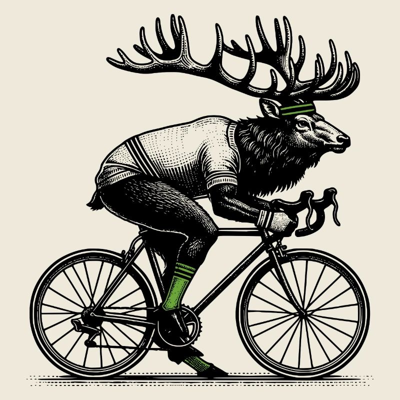 Radfahrender Elch