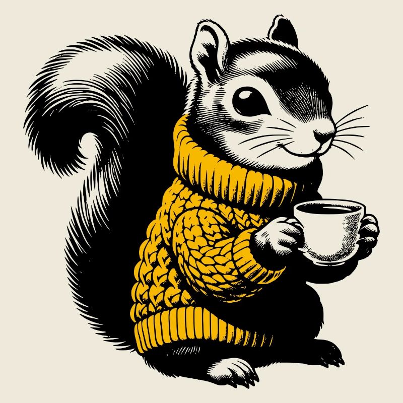 Squirrel in turtleneck sweater