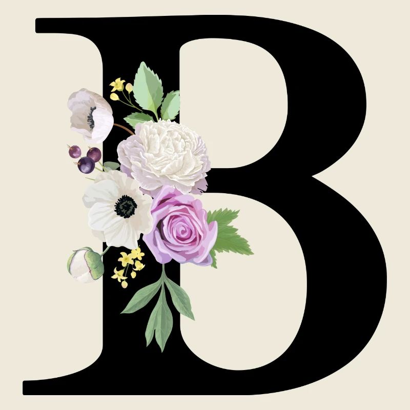 Lettre b floral violet