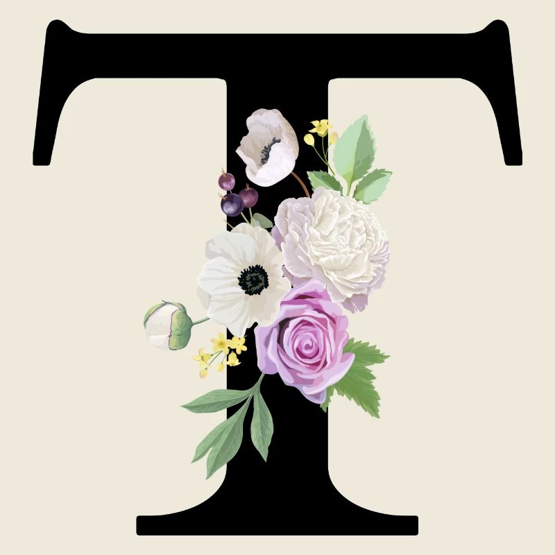 Lila Blumenbuchstabe T
