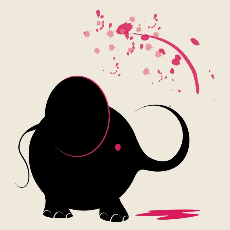 Schwarzer Elefant mit rosa Farbe