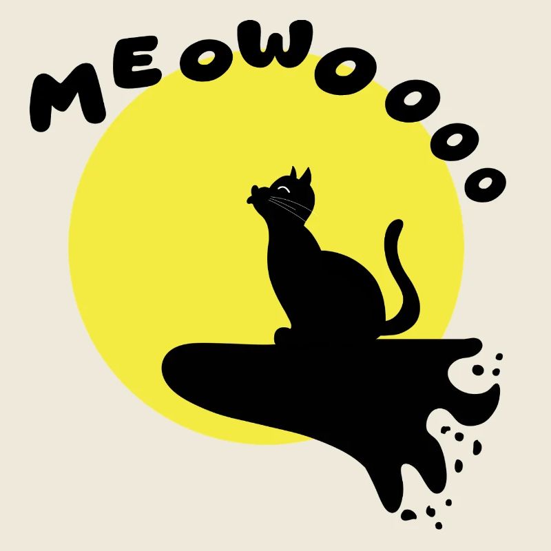 Drôle mignon chat hurlant illustration minimaliste
