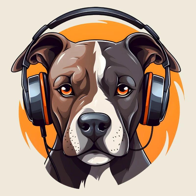 Pitbull mit Kopfhörern Cool