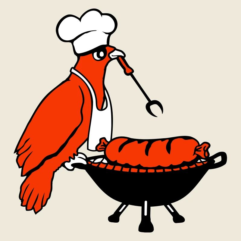 Bird grilling sausage grilling delicious eating sausages