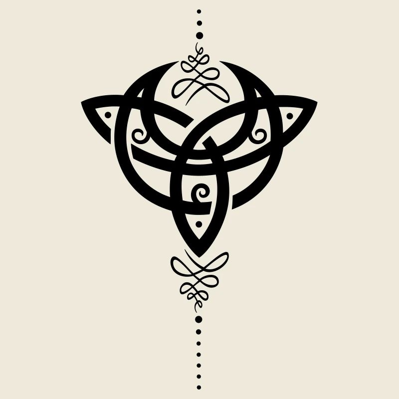 Celtic moon, crescent moon with Trinity symbol.