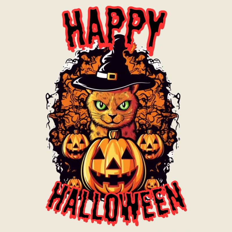 Chat Halloween avec chapeau de sorcière