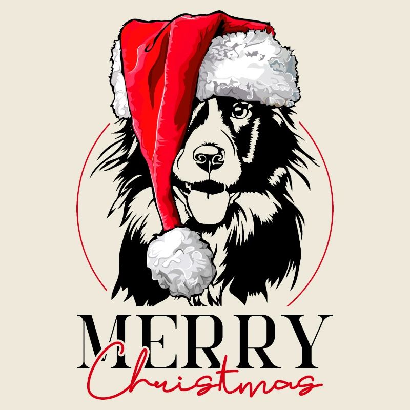 Santa Border Collie Merry Christmas Hunde Wilsigns