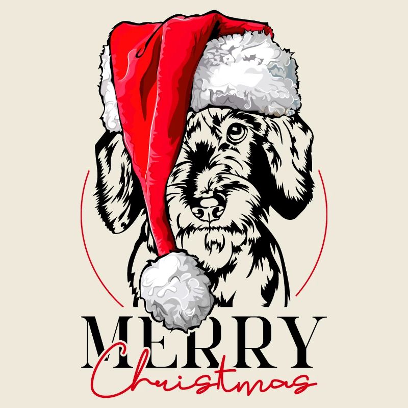 Père Noël teckel à poil dur joyeux Noël chien Wilsigns