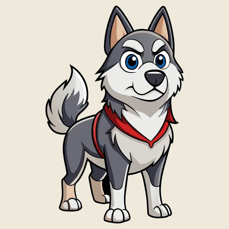 A Norwegian Elkhound with a determined expression