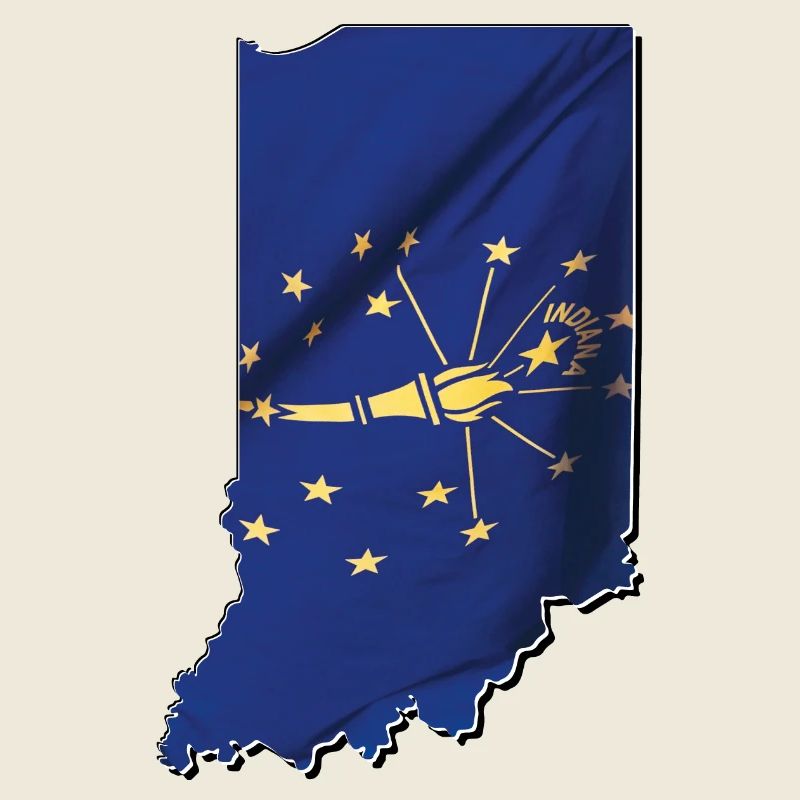 Indiana State Flag in Indiana State Map