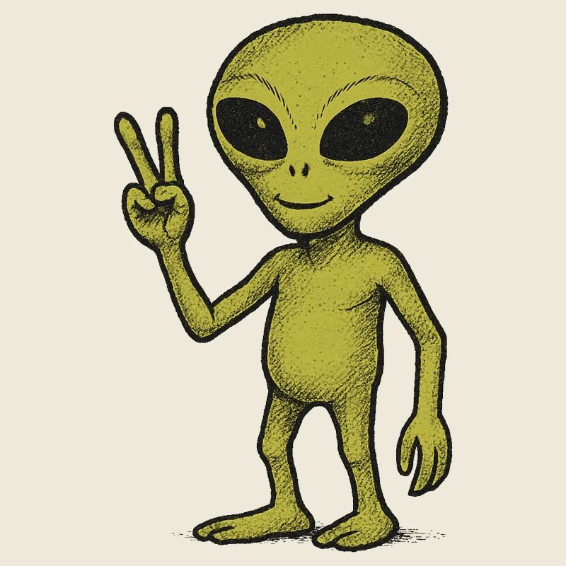 Friedliche Alien Friedenszeichen Illustration