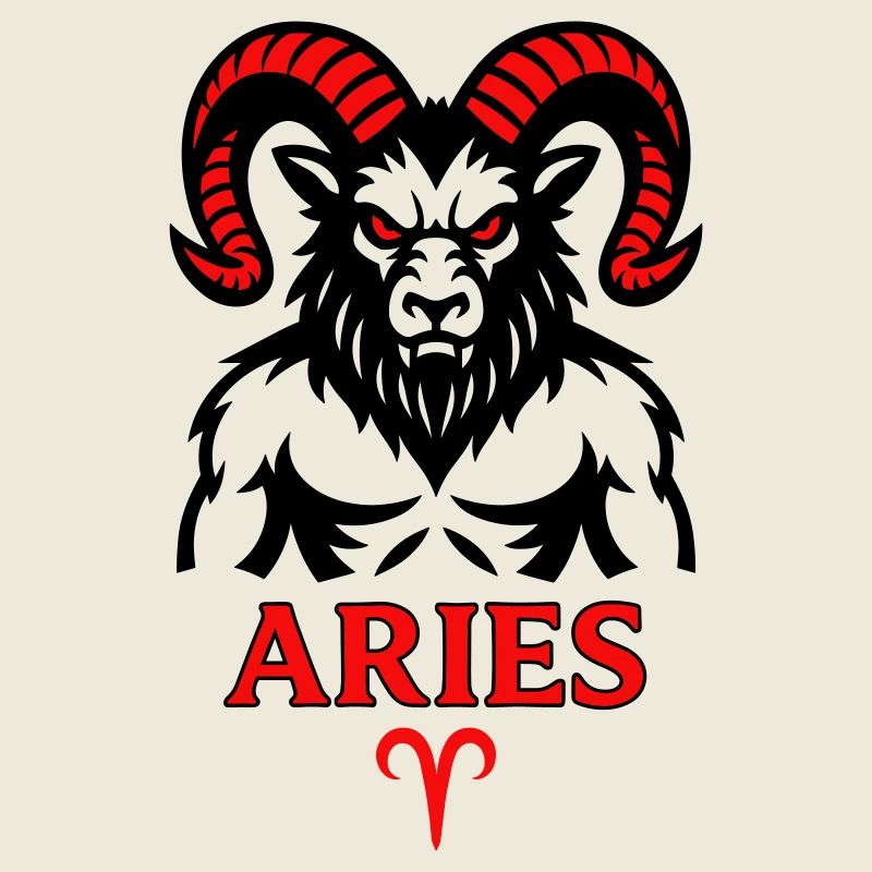 Aries zodiac sign with horns symbol