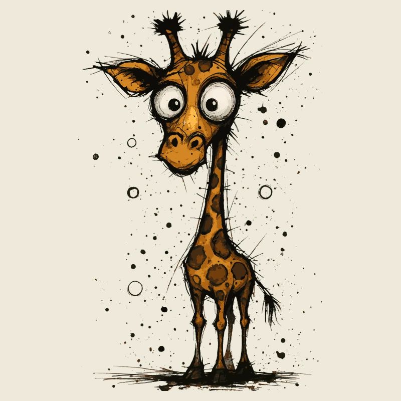 Lustige Giraffe mit großen Augen – Comic Splash