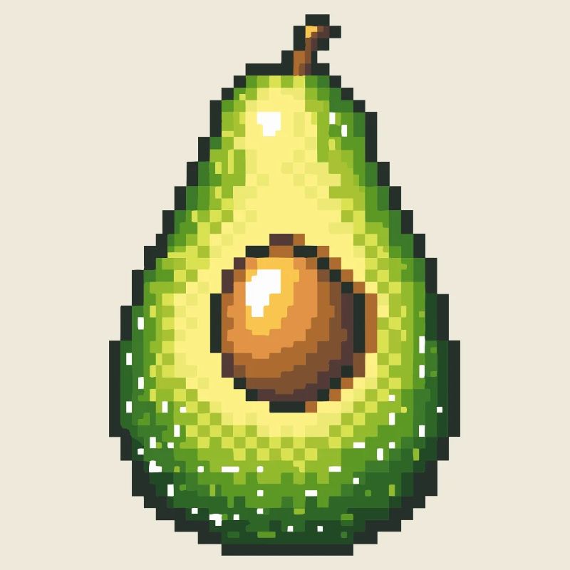 Pixel Avocado Retro Fruit Image