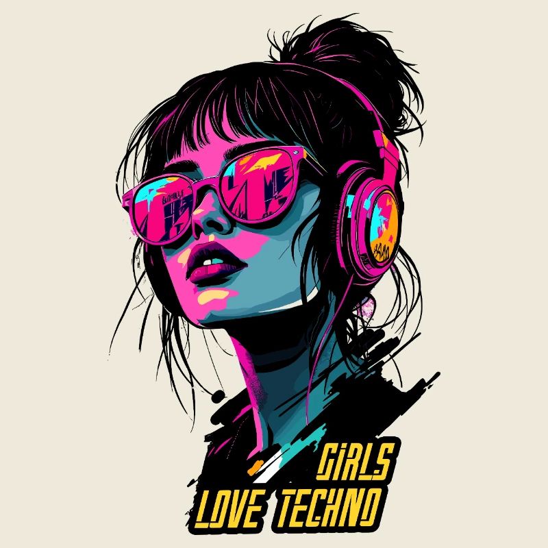 Neon Techno Mädchen Porträt