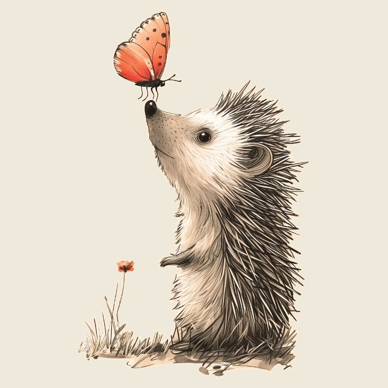 Hérisson et papillon