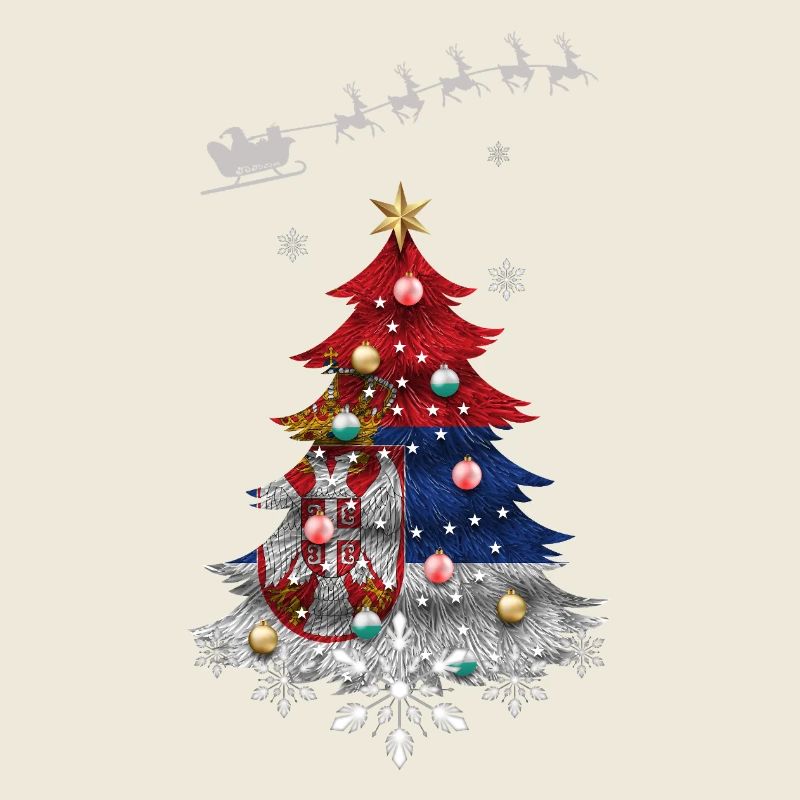 Christmas tree with Serbian flag