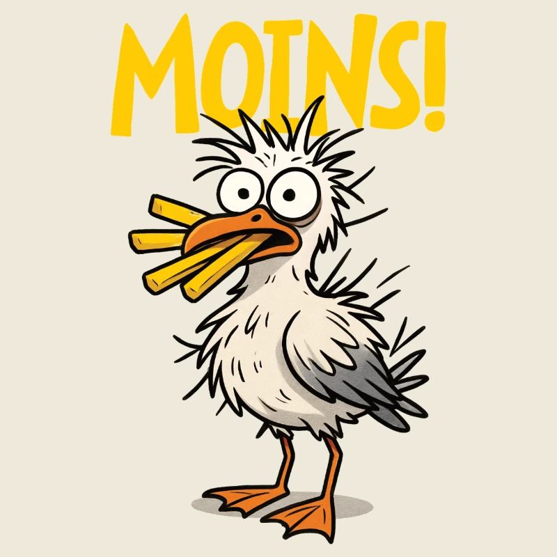 Moins drôle mouette avec frites