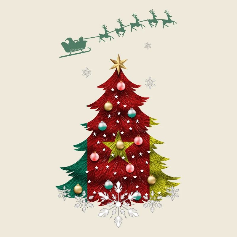 Christmas tree with Cameroon flag