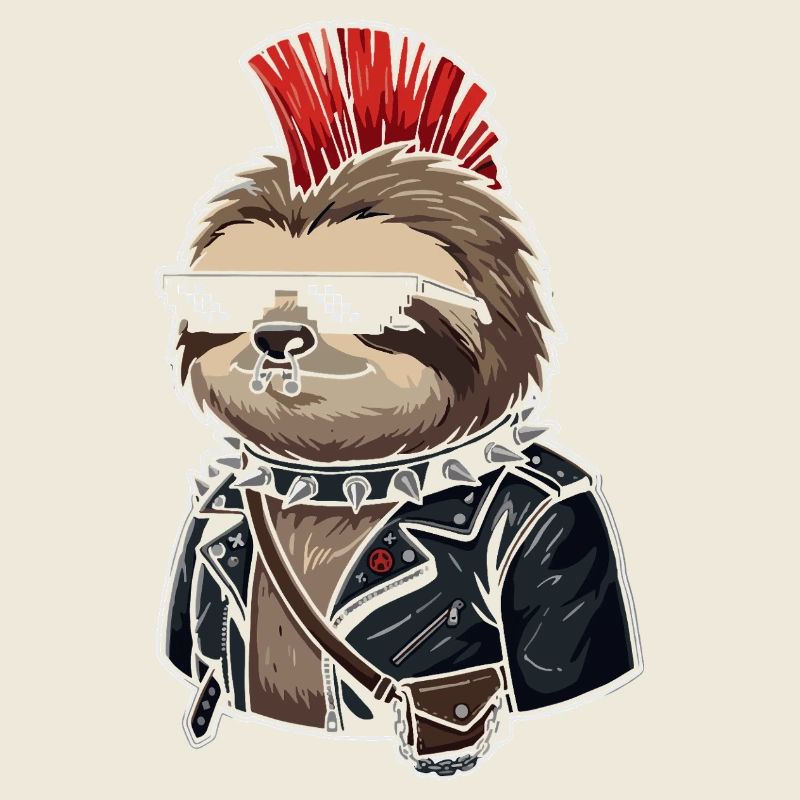 Punk sloth in leather look
