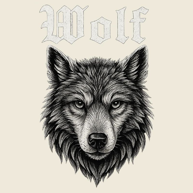 Gothic Wolf Head Illustration Gift Idea