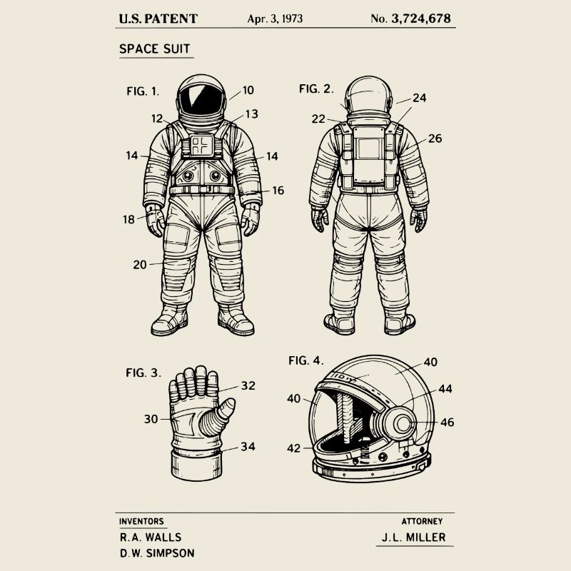 space suit patent blueprint