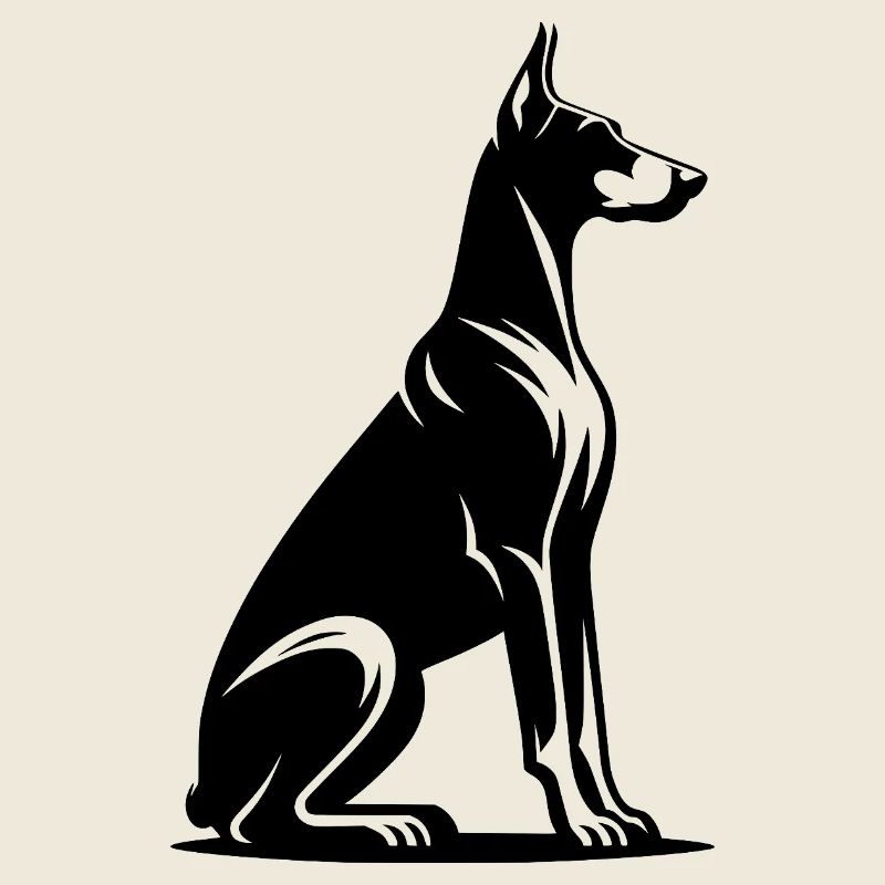 Loyal Doberman Guard Dog Silhouette