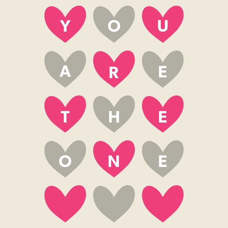 You Are The One Pink Romantic Heart Pattern Art