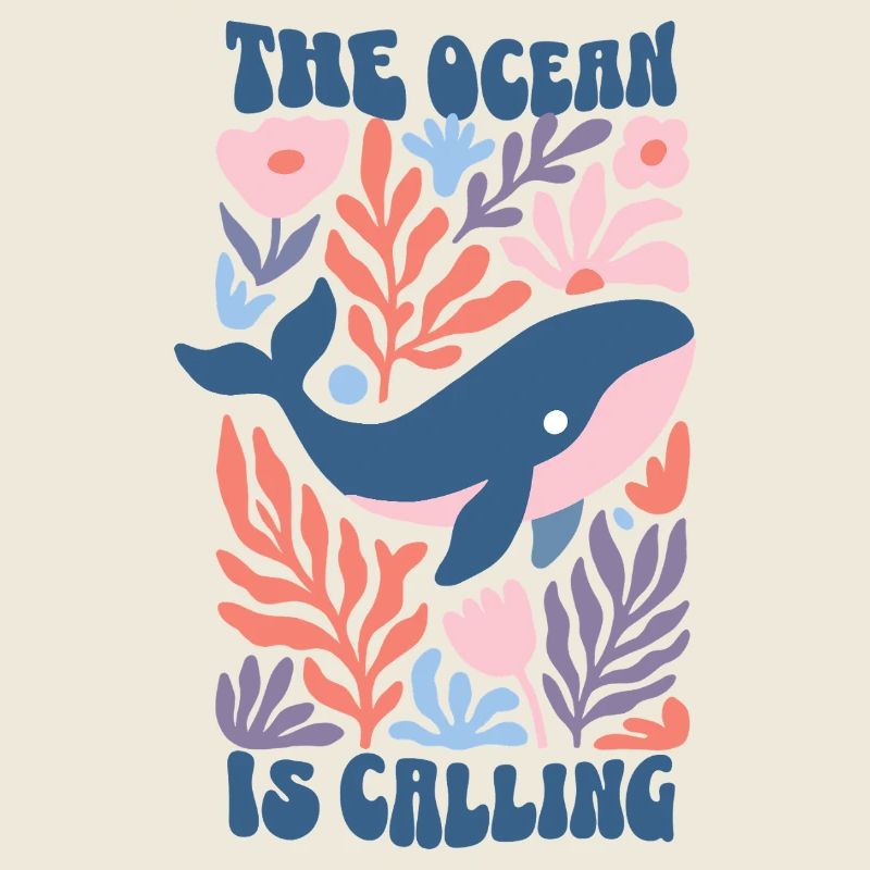 The Ocean Is Calling - Retro Wal Boho Blumen