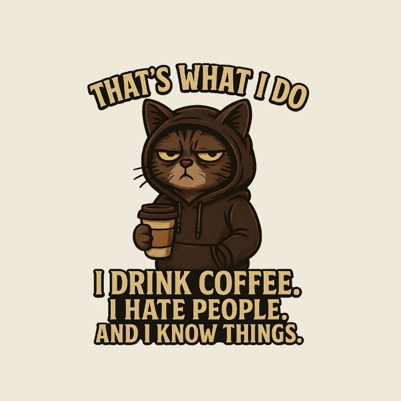 That's What I Do I Drink Coffee I Hate People Cat