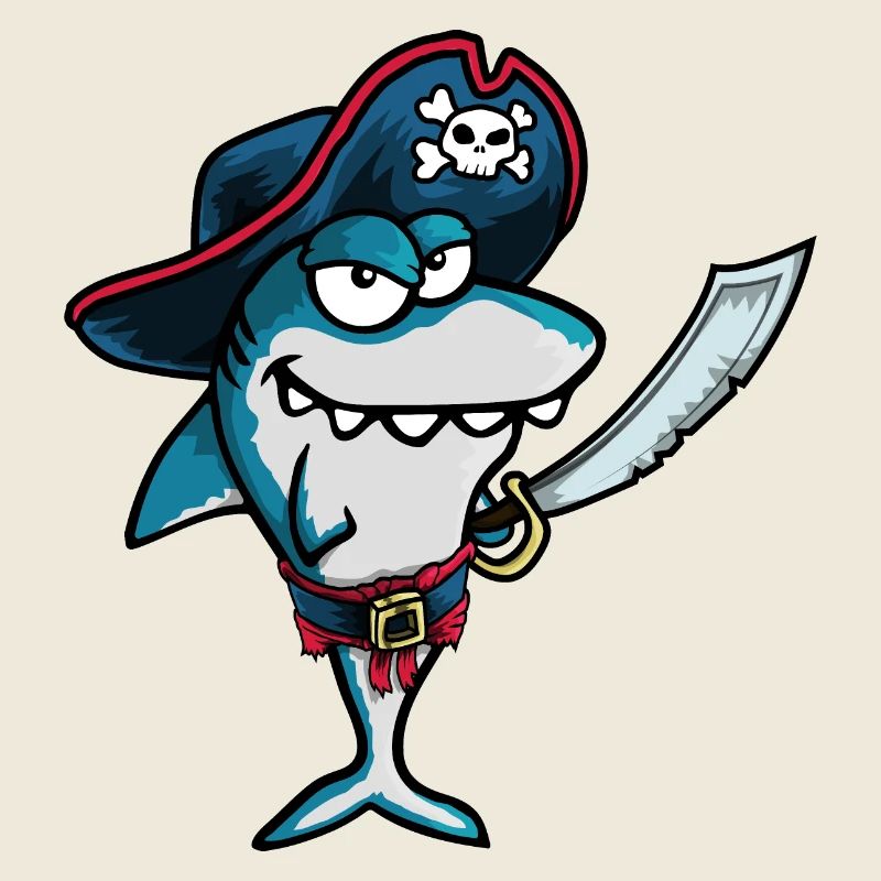 Funny Evil Smiling Pirate Shark Captain