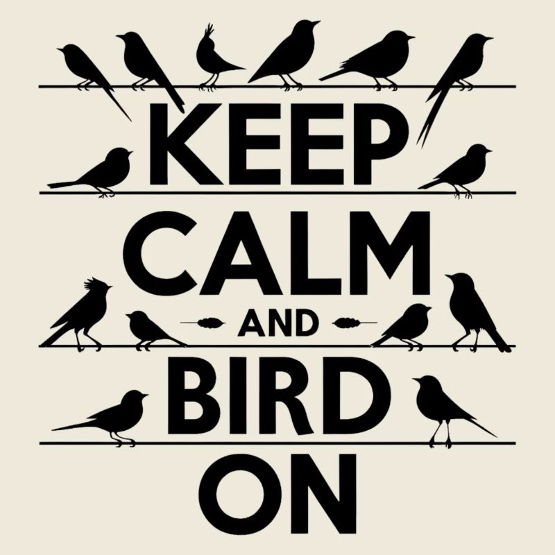 "reste calme et regarde les oiseaux" slogan simple