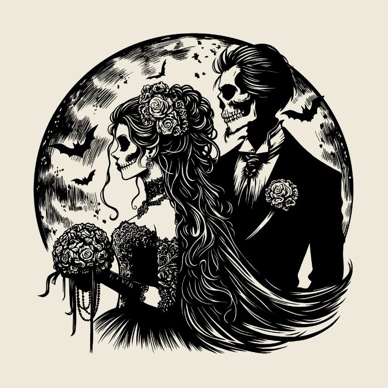Gothic Brautpaar Design mit Mond