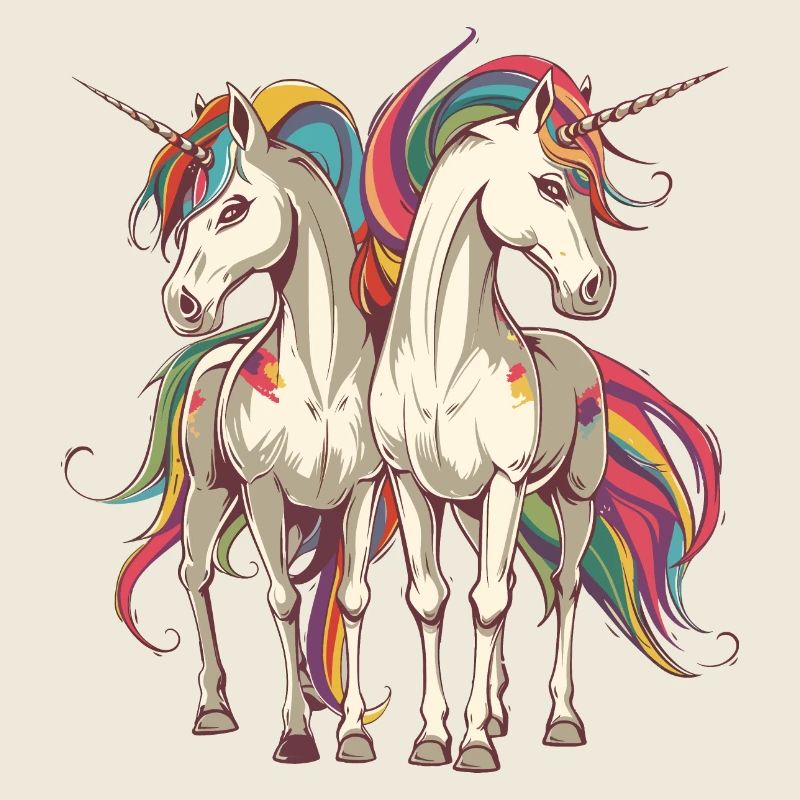 Buntes Einhorn-Duo