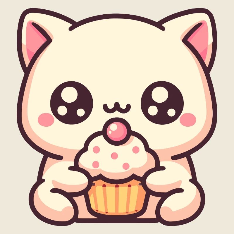 Chat mignon avec cupcake
