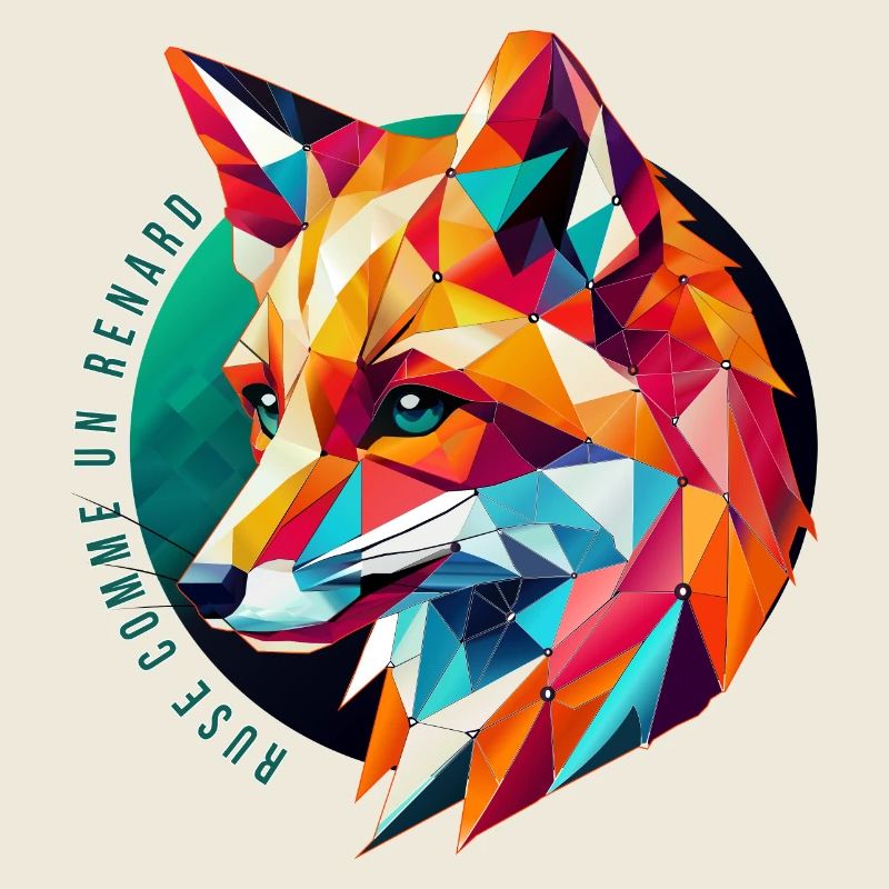 Multicolor Geometric Fox - Abstract Design