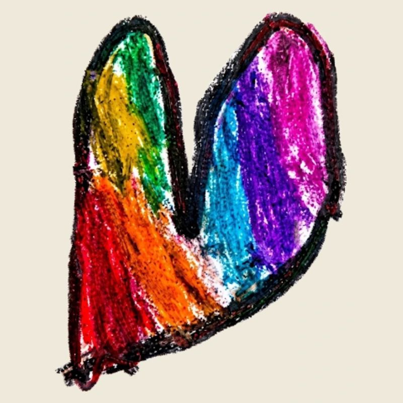 Rainbow Heart Doodle Art