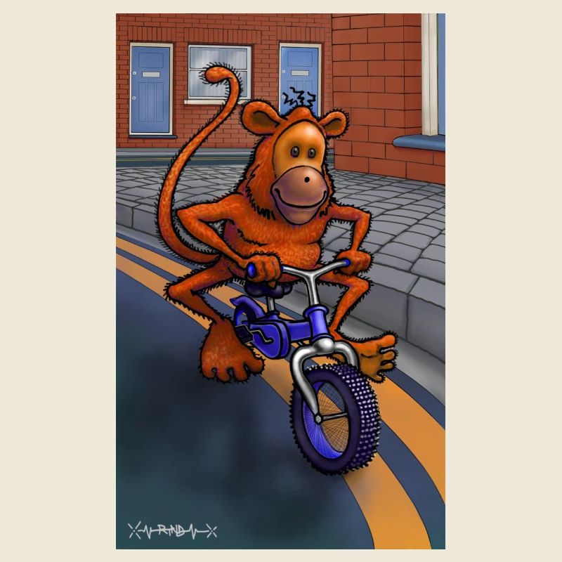 Affe auf einem Fahrrad