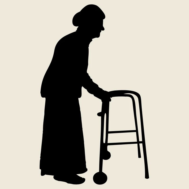 Granny with cane walking stick go Bock