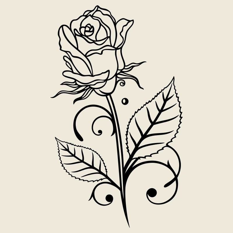 Rose mit Blättern