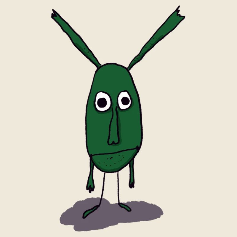 Illustration de monstre vert sur impression