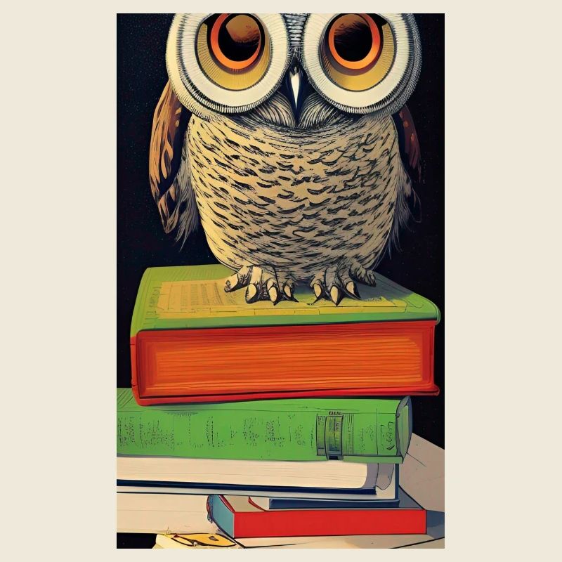 Comic Cartoon Cute Book Owl Owl Book Stack