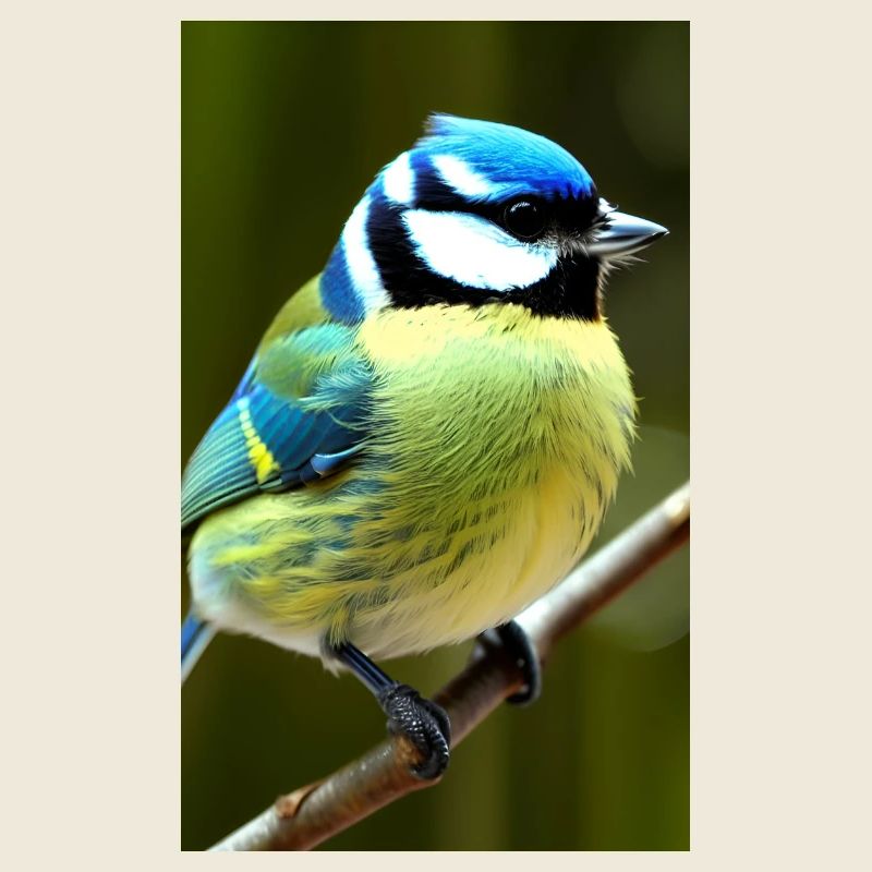 Cool Comic Portrait d’une mésange bleue majestueuse