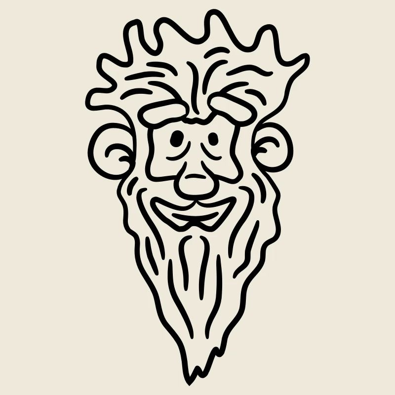 Lustiges Opa Gesicht Comic Stil langer grauer Bart