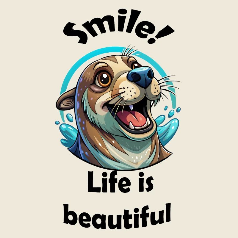 Smile Seal Life Beautiful Joyful Positive Message