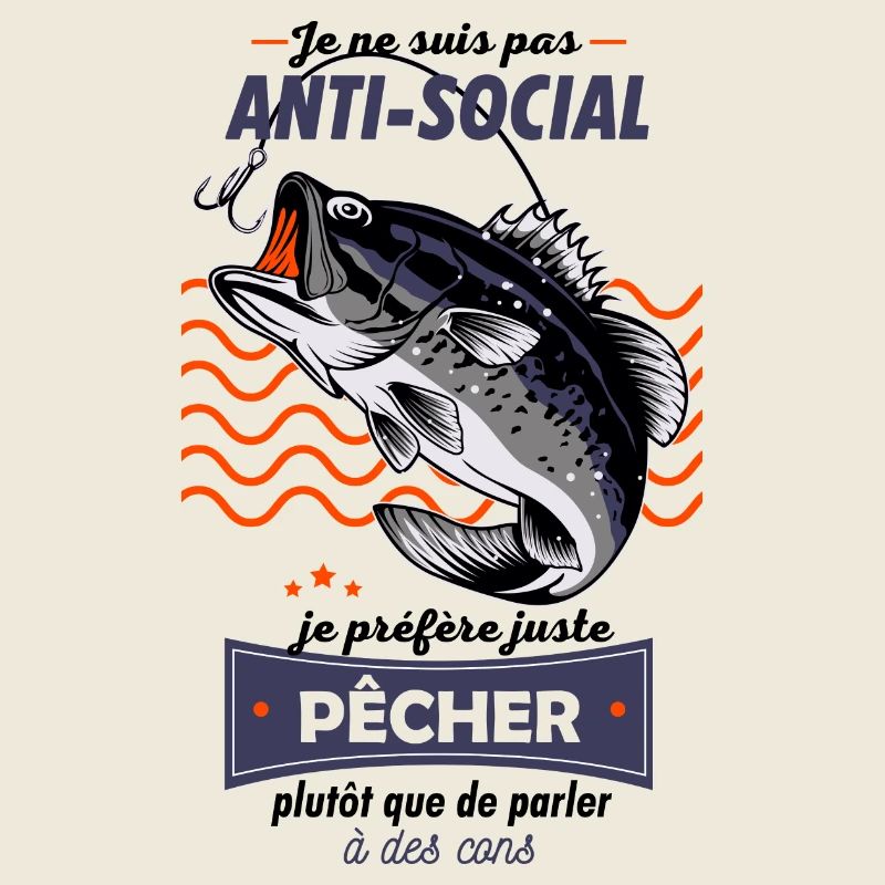 Anti-Social Pêcheur Poisson Graphique