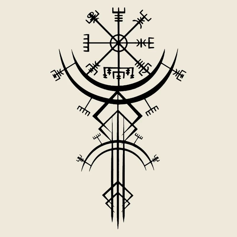Schwarzes Symbol eines Wikinger-Kompasses